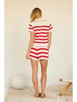 Striped Knit Top with Blanket Stitch