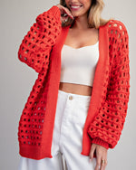 Tomato Oversized Mesh Cardigan