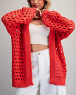 Tomato Oversized Mesh Cardigan