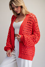 Tomato Oversized Mesh Cardigan