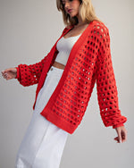 Tomato Oversized Mesh Cardigan