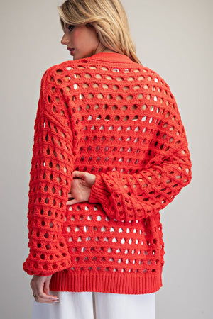 Tomato Oversized Mesh Cardigan – Burgundy Chic Boutique