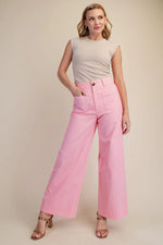 Pink Wide Leg Denim