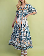 Jade Printed Dress with tassel