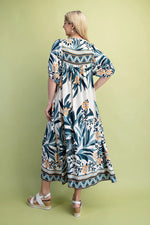Jade Printed Dress with tassel