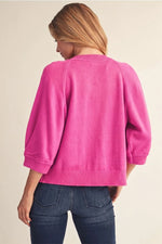 Pink Pleat Detail Button Cardigan