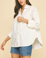 V-Neck White Collar Cuff Top