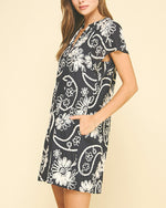 Navy Floral Embroidered Dress