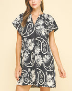 Navy Floral Embroidered Dress