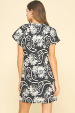 Navy Floral Embroidered Dress