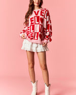 Pink/Red Love Color Block Sweater