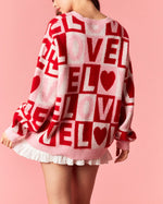 Pink/Red Love Color Block Sweater