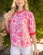 Pink Mix Ruffle Trim Top