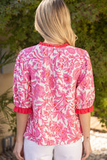 Pink Mix Ruffle Trim Top