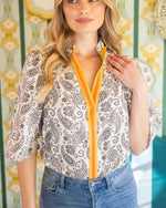 Cream & Gray Paisley Top
