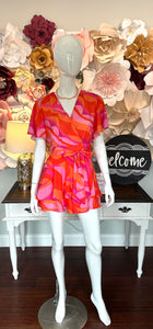 Pink & Orange Wide Sleeve Romper