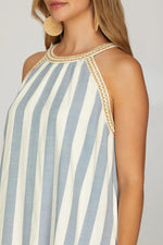 Halter Neck Stripe Maxi Dress
