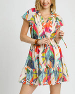 Orange Mix Tropical Print Dress