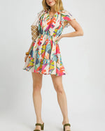 Orange Mix Tropical Print Dress