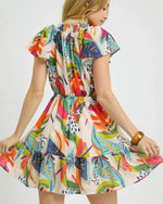 Orange Mix Tropical Print Dress