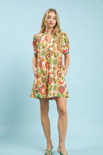 Green Mix Abstract Dress