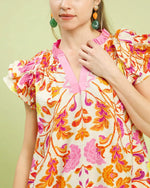Tangerine Mix Flutter Sleeve Top