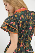 Black Mix Floral Midi Dress