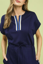 Navy Drawstring Dress