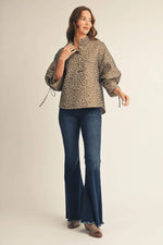 Taupe Leopard Jacquard Top