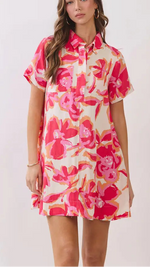 Pink floral Collared Dress