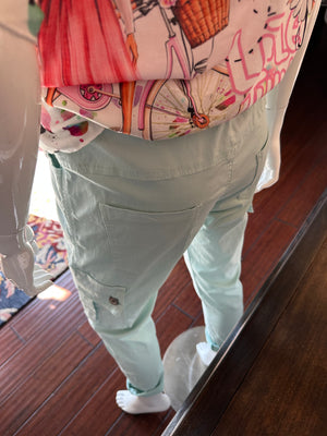 Seafoam Cargo Cuffed Bottoms