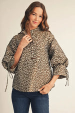 Taupe Leopard Jacquard Top