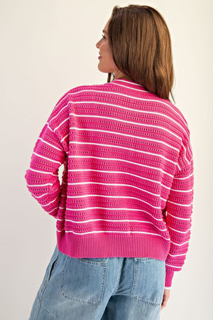 Pink Open Stiched Cardigan – Burgundy Chic Boutique