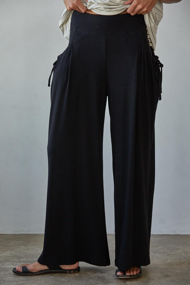 Black Cotton Wide Leg pants