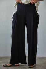 Black Cotton Wide Leg pants