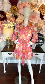 Magenta Multi Mock Neck Ruffle Dress