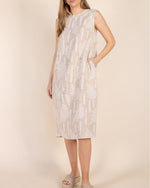 Beige Leaf Print Dress