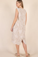 Beige Leaf Print Dress