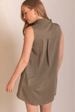 Olive Collared Button Dress