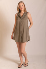 Olive Collared Button Dress