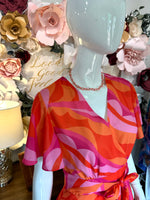 Pink & Orange Wide Sleeve Romper