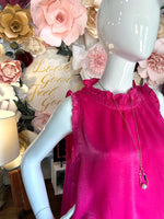 Hot Pink Sleeveless Top with frilled neck