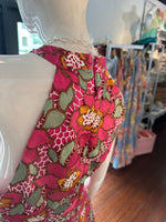 Fuchsia High Neck Halter Embroidered Dress