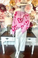 Pink Fuchsia Heart Sweater