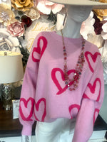 Pink Fuchsia Heart Sweater