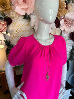 Hot Pink Top with Smocked S/S