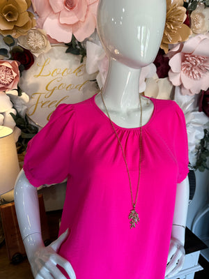 Hot Pink Top with Smocked S/S