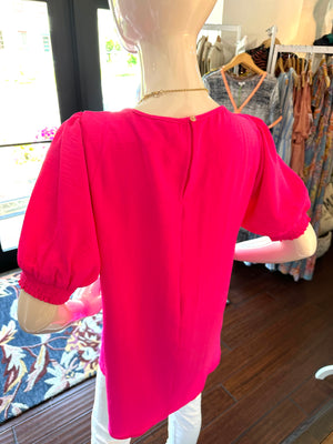 Hot Pink Top with Smocked S/S