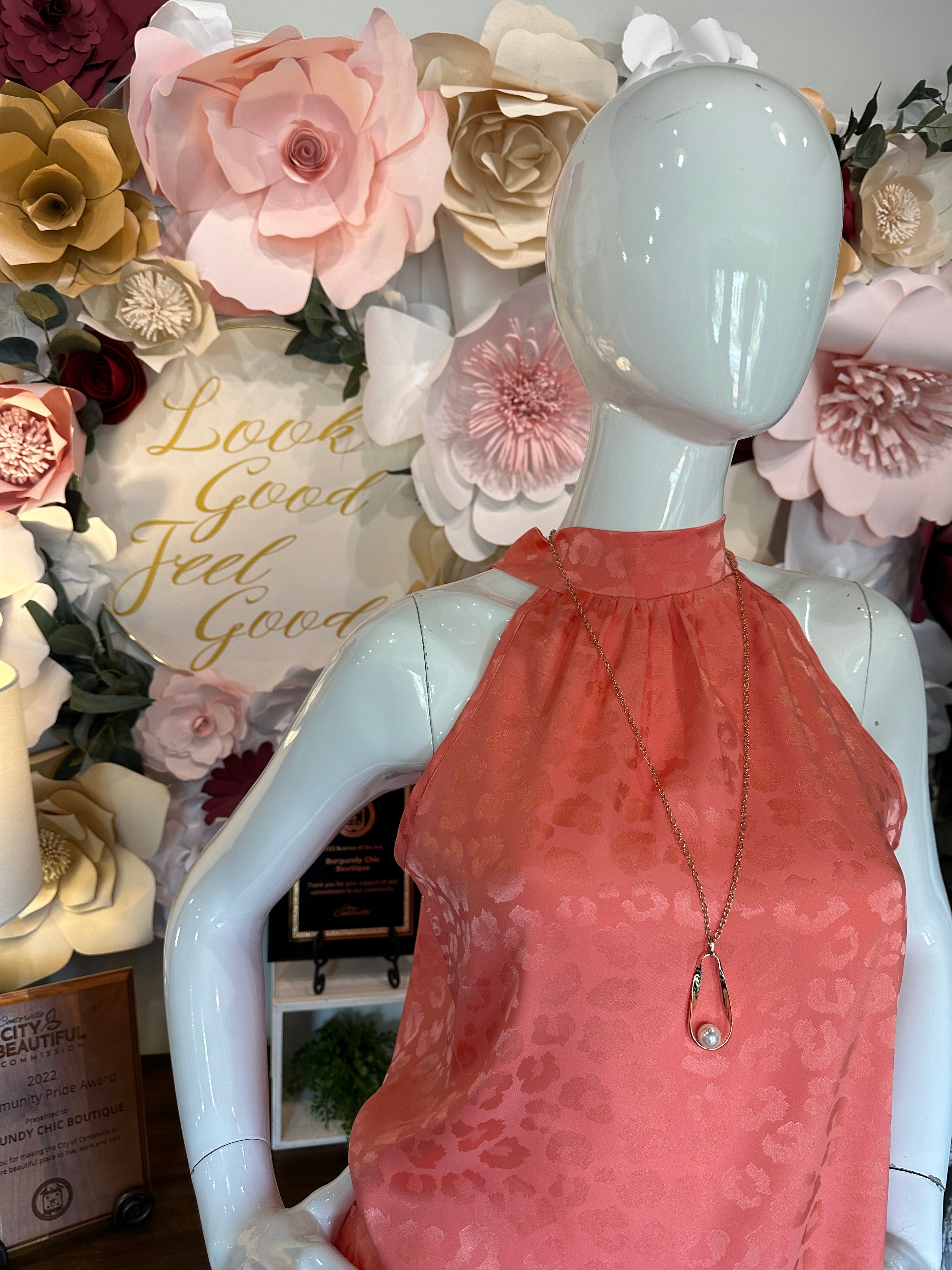 Coral Sleeveless Top