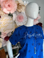 Blue “America” Top with Stars